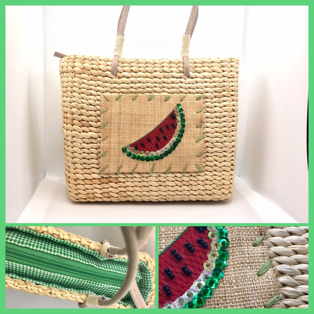 Straw Bag Watermelon Detail